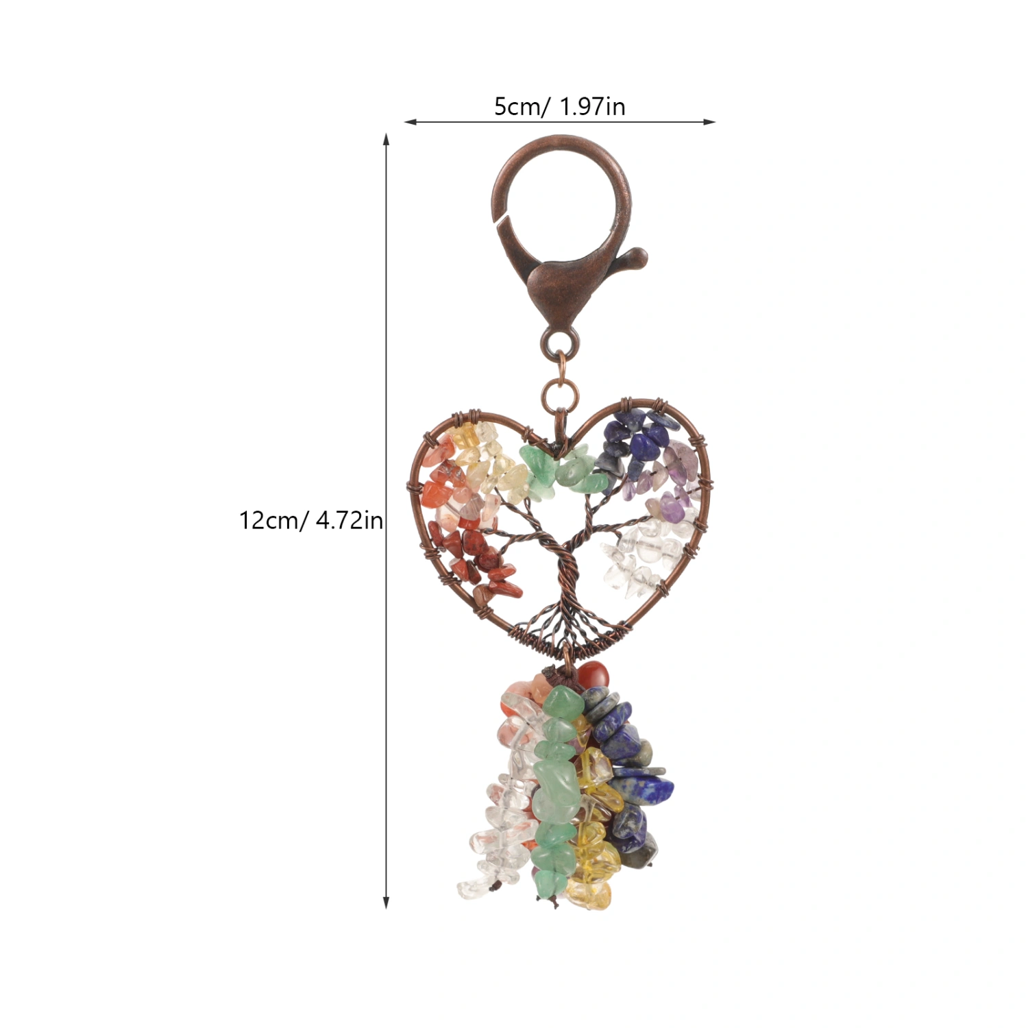 Crystal Keychain Life Trees Keychain Pendant Decorative Natural Mixed Crystal Keychain Hanging Decor