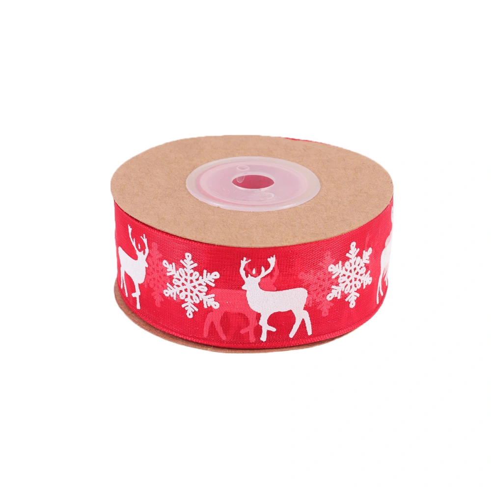 1 Roll 10M Christmas Ribbon Snowflake Deer Pattern Craft Trim Ribbon Cake Gift Wrapping Tape Ornament for Party Decor New Year Wedding (Red)