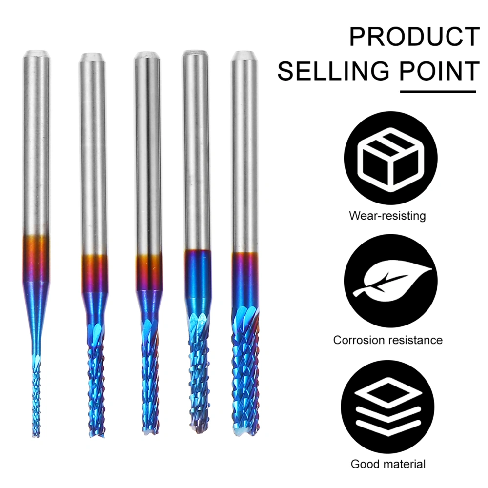 10 Pcs Nano Blue Coat End Mill CNC Router Bits 0.8-3mm Corn Shape Design