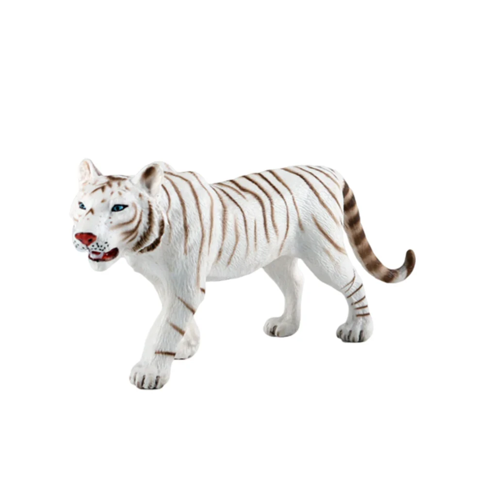 1PC Simulated Animal Model White Tiger Decoration Lifelike Wildlife Ornament Creative Gift for Home Hotel (Male)