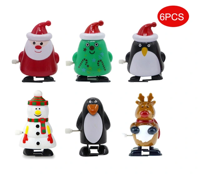 6pcs Xmas Themed Wind-up Toys Xmas Clockwork Toys Novelty Wind-up Playthings