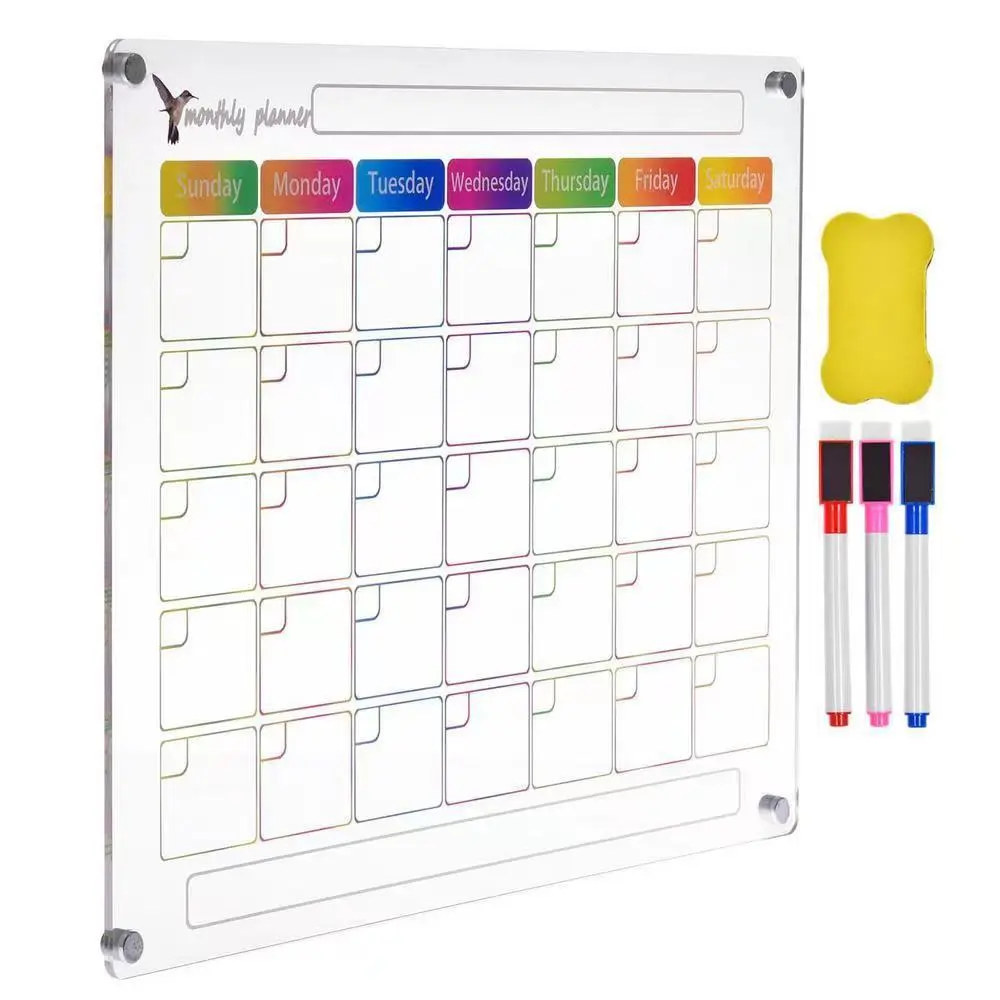 1 Set Magnetic Schedule Board Fridge Monthly Planner Board Refrigerator Board with Whiteboard Pens