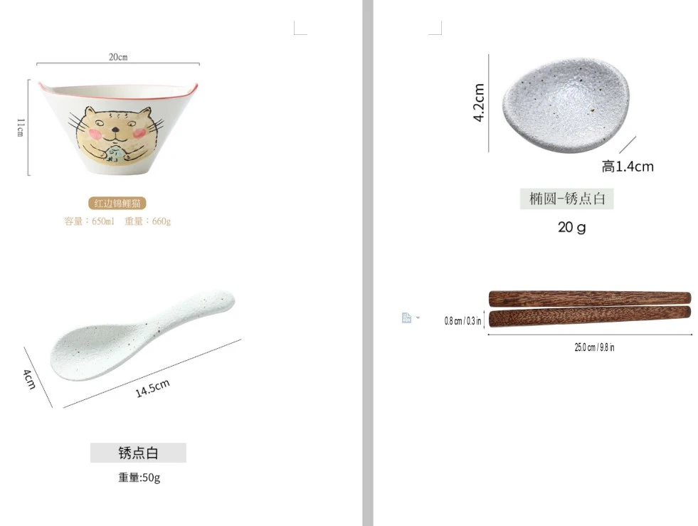 1 Set Ceramic Bowl Large Noodle Bowls Creative Tableware with Spoons And Chopsticks