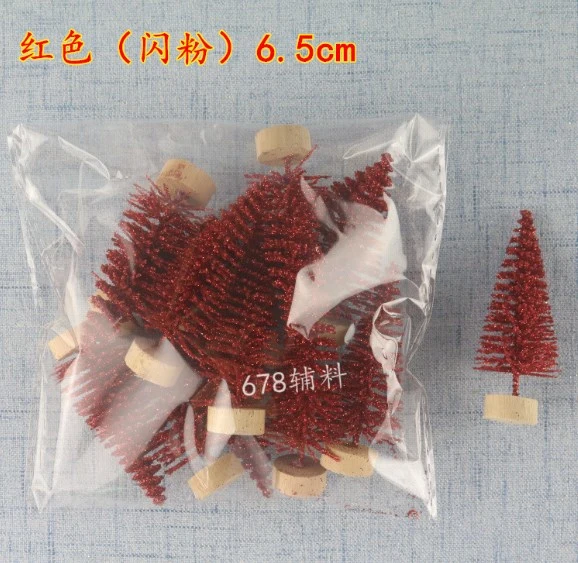 48Pcs Mini Christmas Tree Wooden Base Mini Tabletop Christmas Tree Xmas Party Decoration