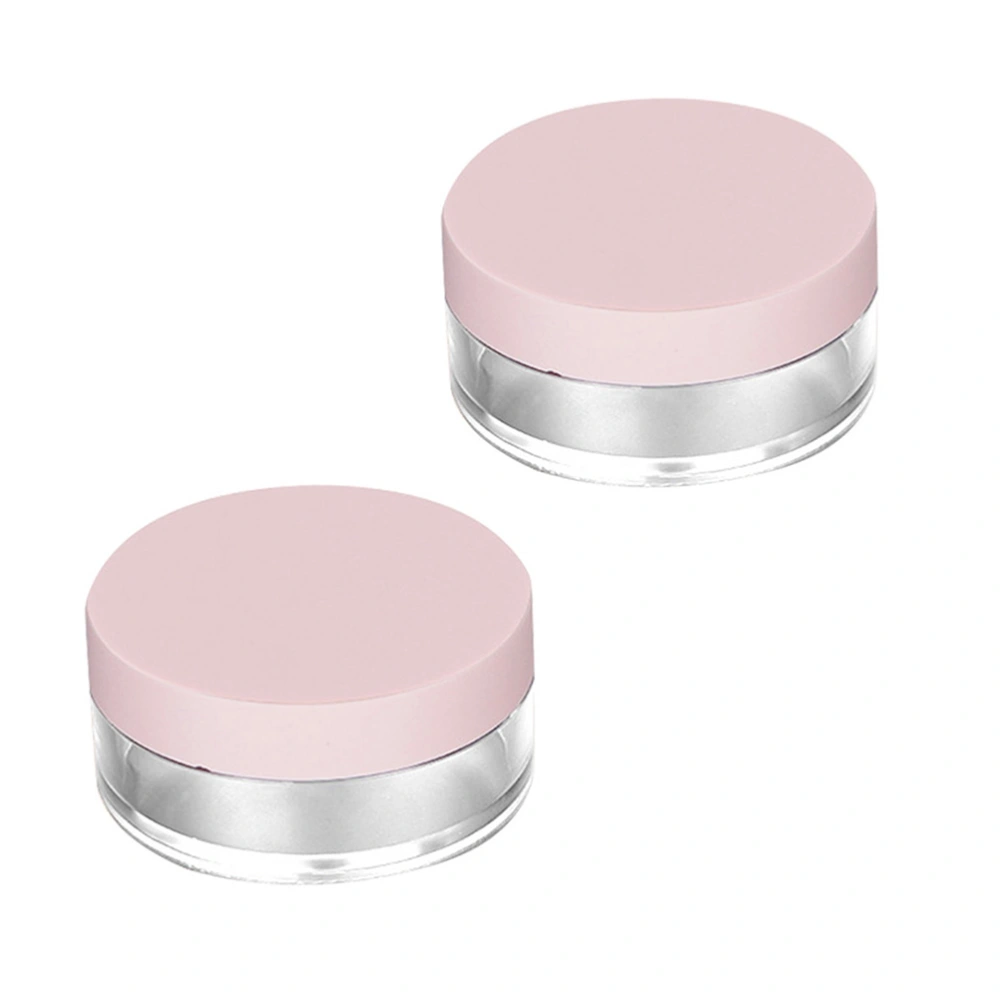 2pcs 10g Empty Powder Case Round Elastic Mesh Loose Powder Container Makeup Case (Pink)