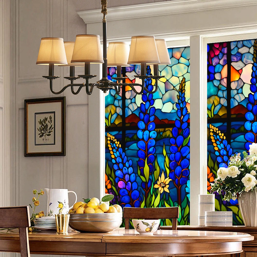 Stained Glass Window Film Removable Glass Door Film Home Bathroom Door Static Cling