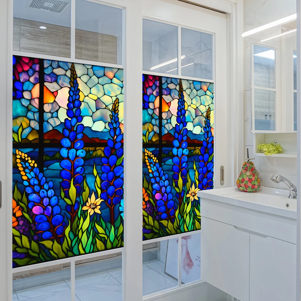 Stained Glass Window Film Removable Glass Door Film Home Bathroom Door Static Cling