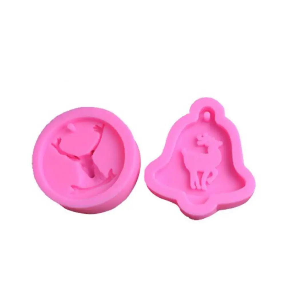 Christmas Elk and Bell Shaped Silicone Mold Creative Cake Mold Candy Chocolates Moulds DIY Soap Mold for Home Store Bakery (Violet)