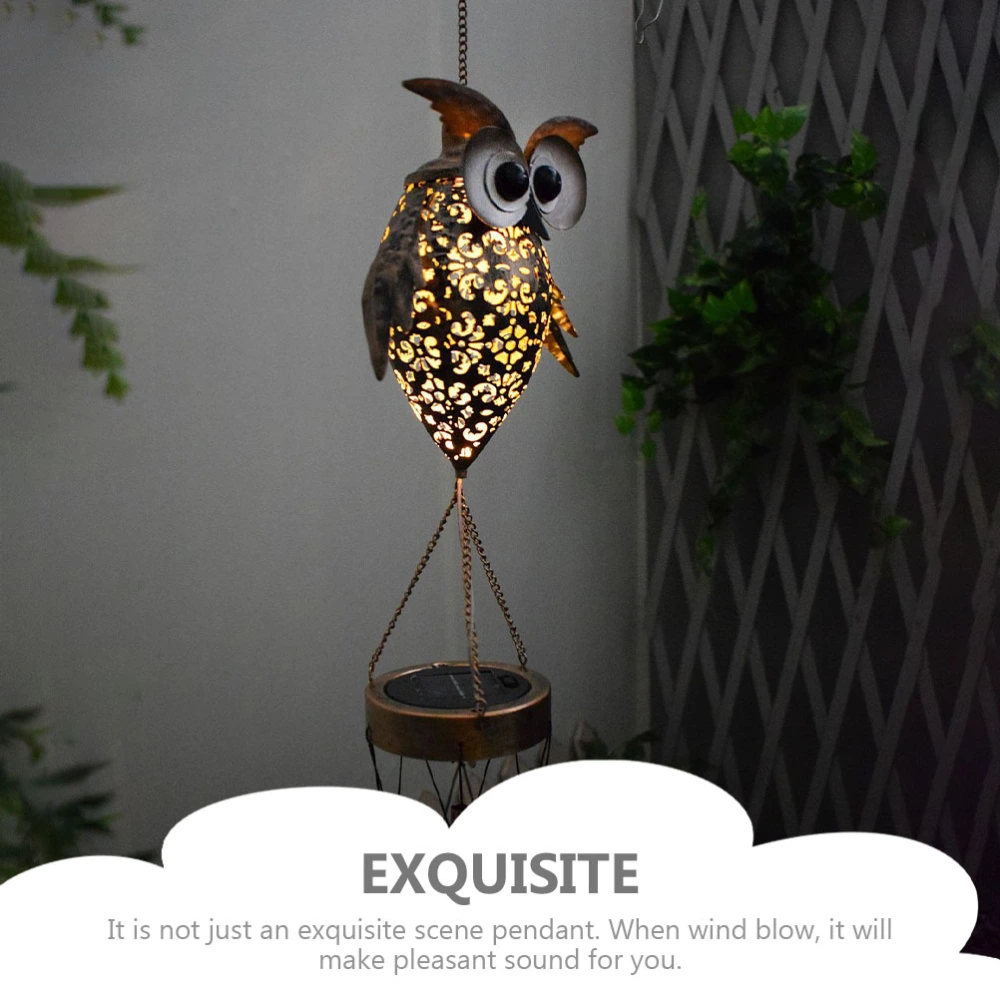 Solar Wind Chime Luminous Windchime Outside Solar Windchime Decorative Owl Pendant