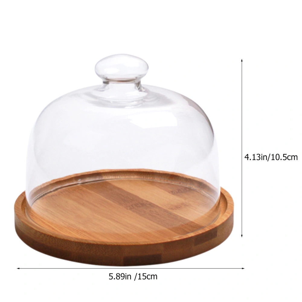 Cake Tray with Glass Dome Cake Display Plate Serving Tray Dessert Storage Tray