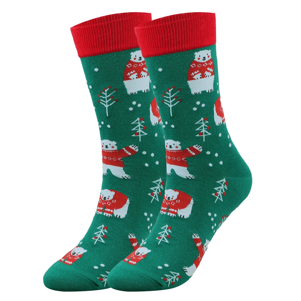 1 Pair of Christmas Socks Cotton Middle Tube Socks Winter Warm Socks Christmas Gift