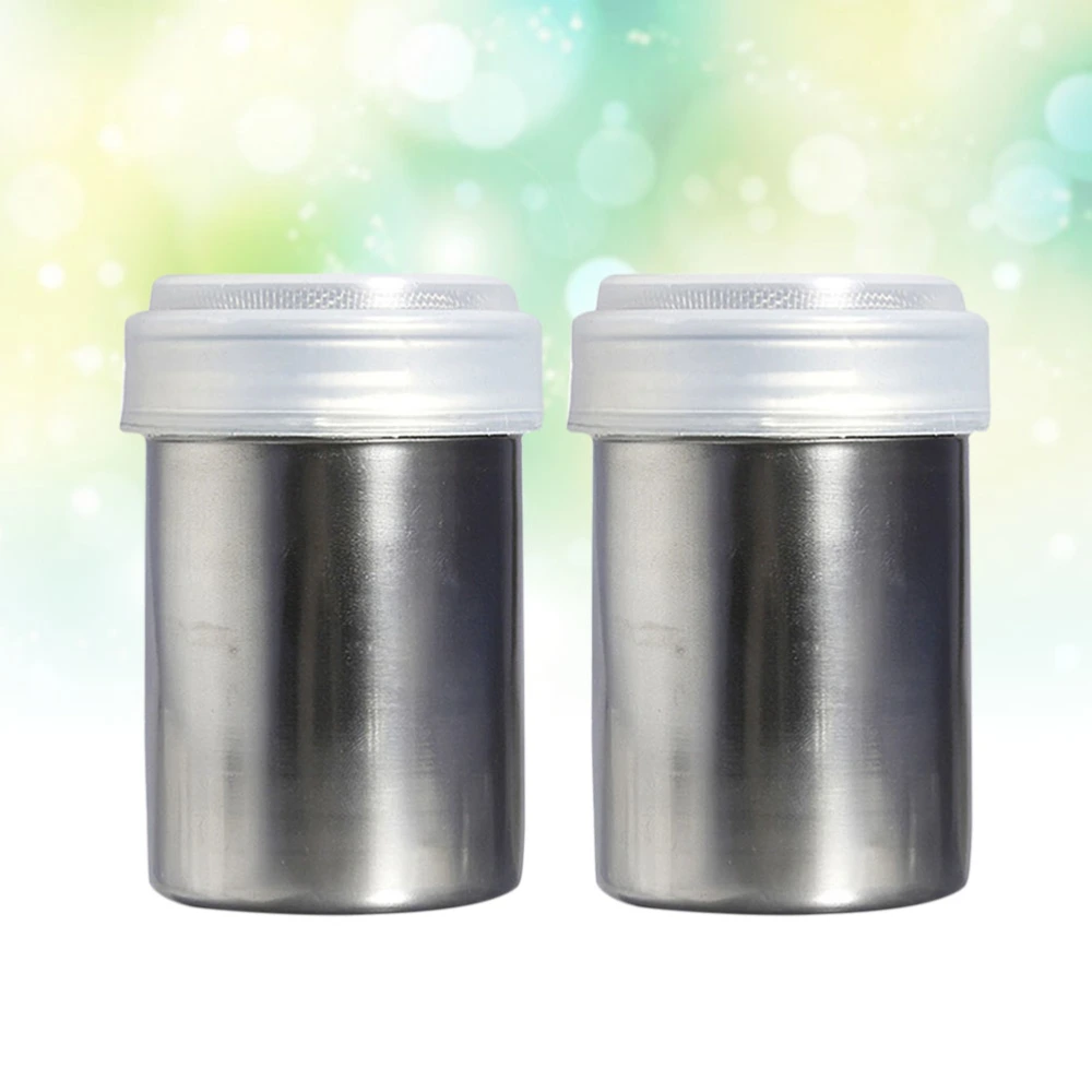 2PC 304 Stainless Steel Power Bottle Storage Bottle for Cocoa Powder Coffee Seasoning Jar(Silver)