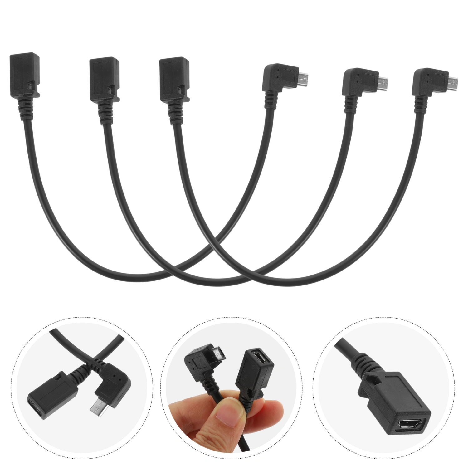 3pcs Right Angle Micro USB Cable Micro USB Cable Fast Charging Wire Supply