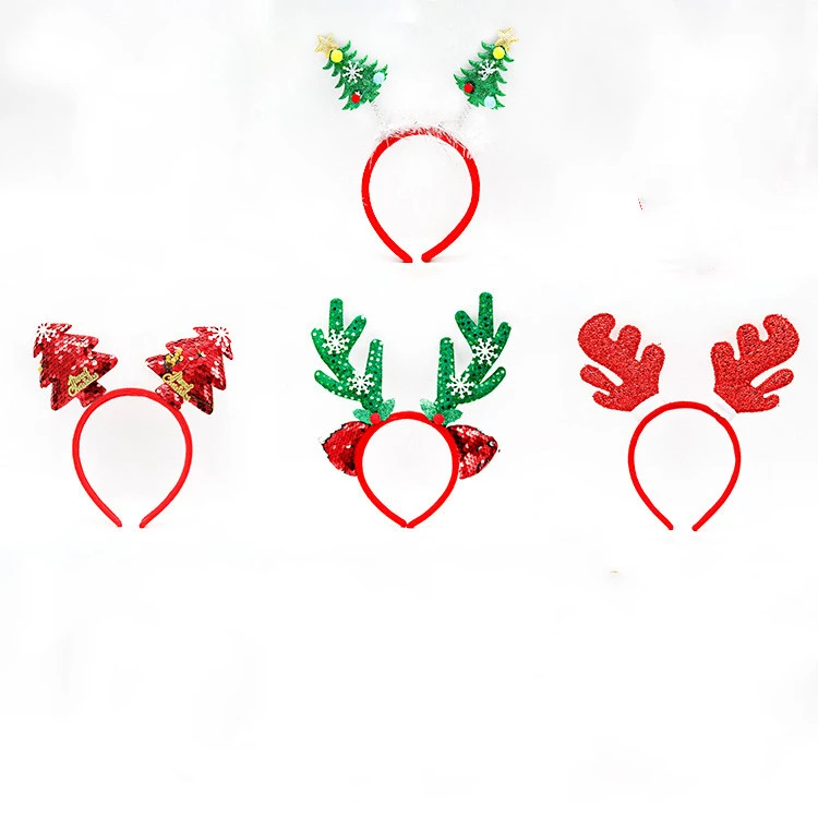 4pcs Christmas Headband Antler Christmas Tree Hair Band Antler Hair Clasp