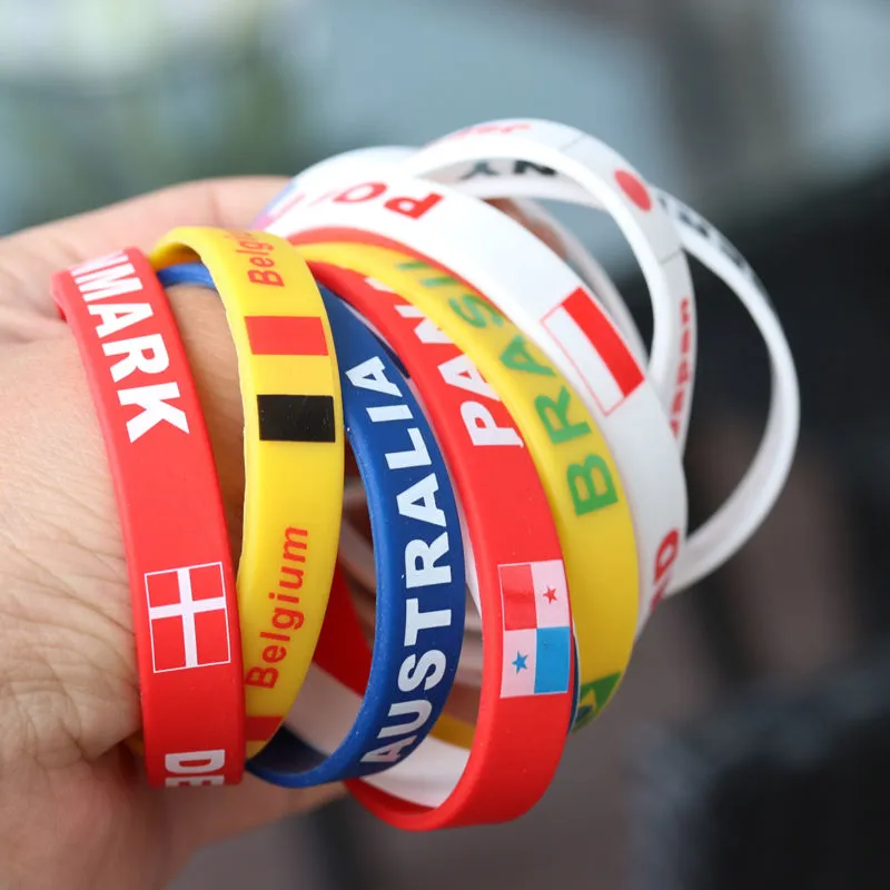 6 Pcs Country Silicone Wristband Fashion Sports Bracelet  (Belgium)