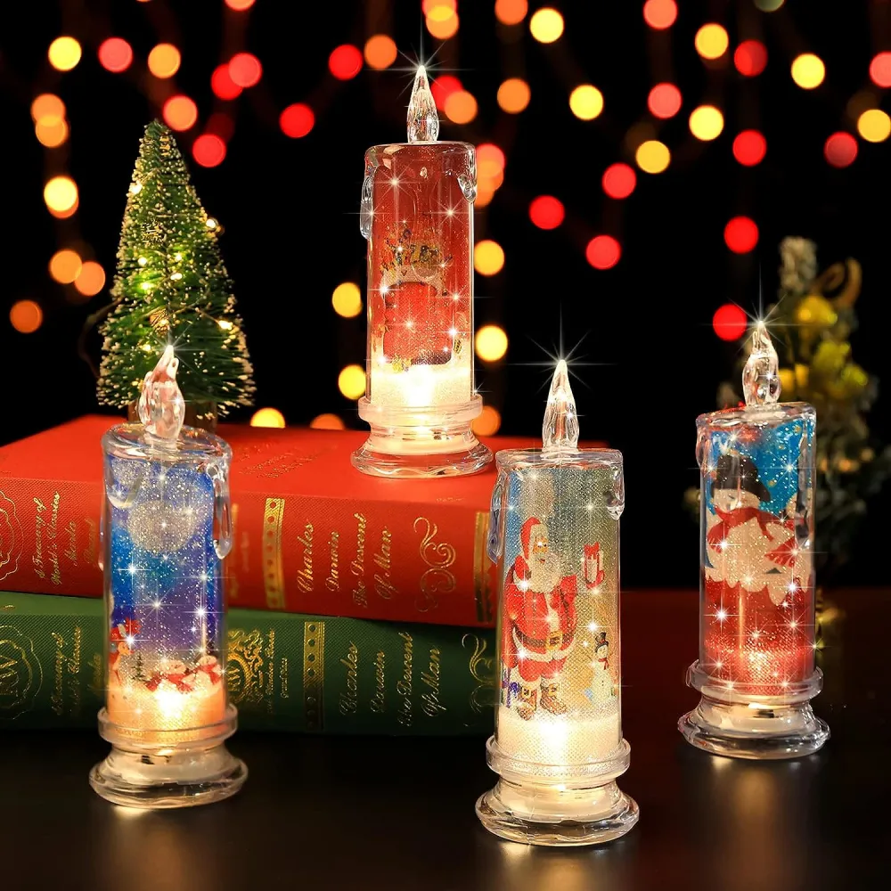 4pcs Christmas Party LED Candles Electric Candle Table Decoration Adornments