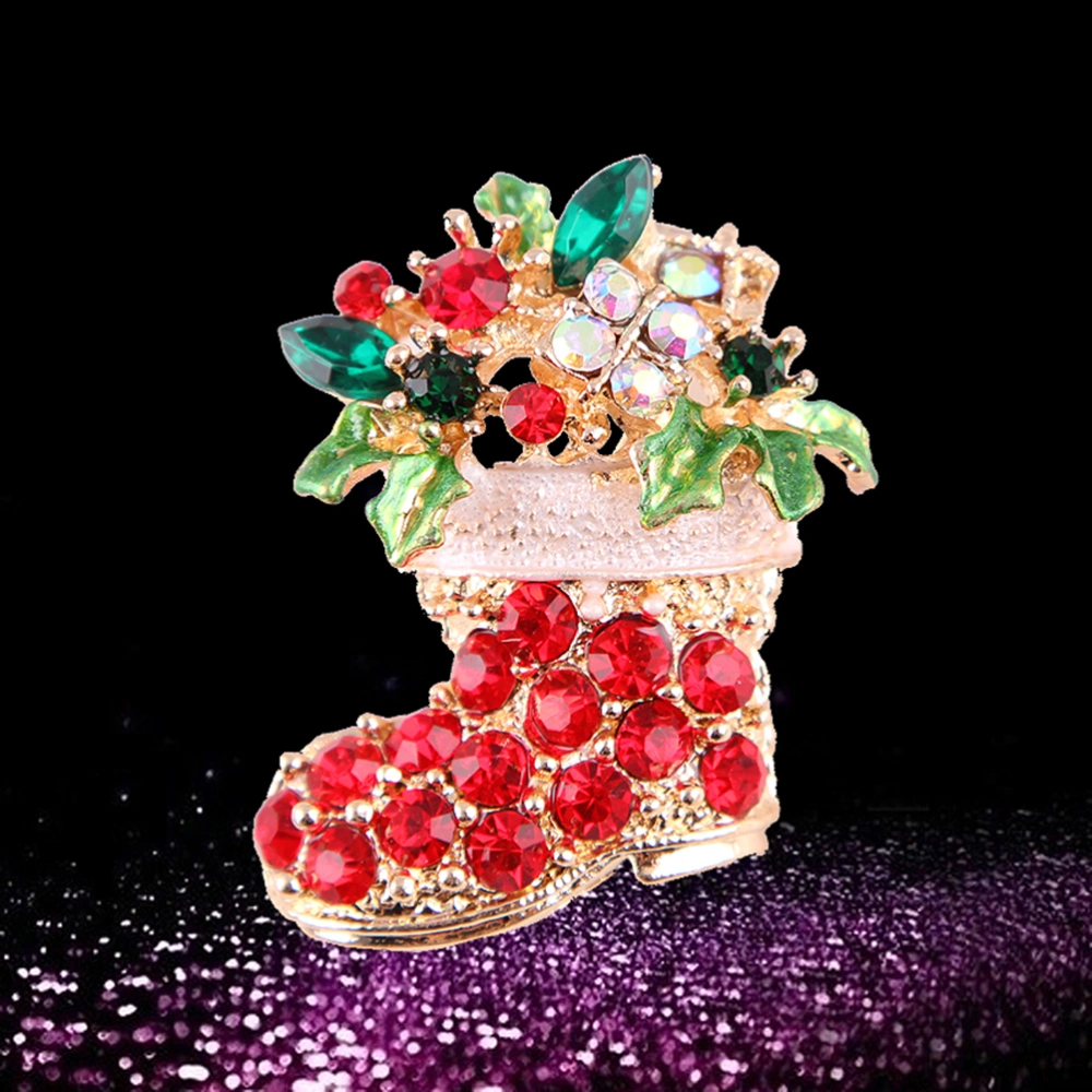 Christmas Boots Brooches Colored Rhinestone Crystal Christmas Shoe Brooch Pin Breastpin Jewelry Accessories Gift