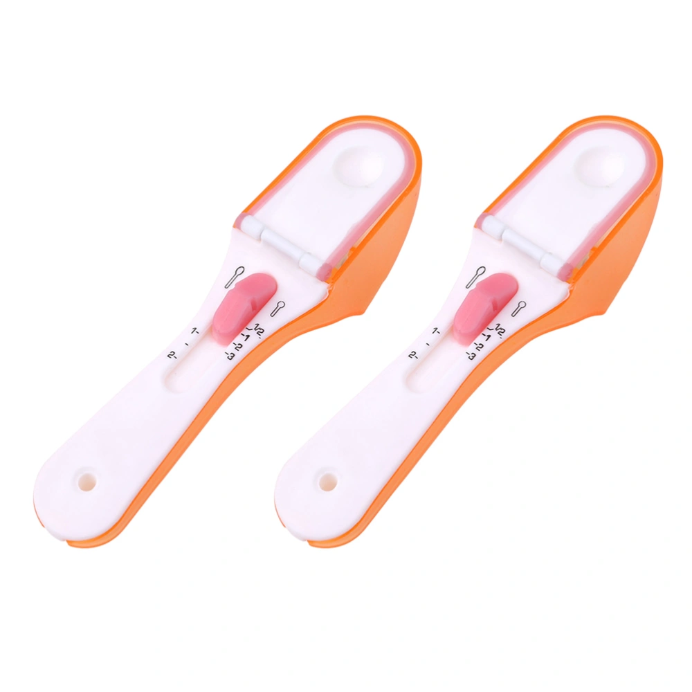 2pcs Measuring Spoons 5ml-30ml Measuring Cup Meausre Plastic Adjust Spoon with Scale Cooking Baking Accessoires (Orange + White)