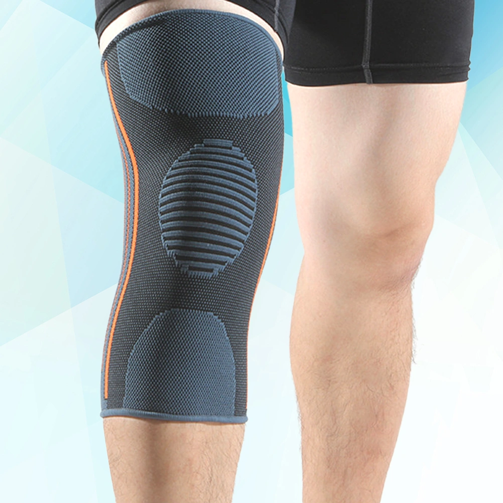 1pc Nylon Elastic Sports Knee Pads Breathable Knee Support Brace Running Fitness Hiking Cycling Knee Protector Size L (Green Orange)