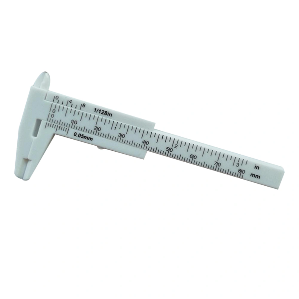 80mm Mini Plastic Sliding Vernier Caliper Button Jewelry Size Gauge Measure Tool (White)