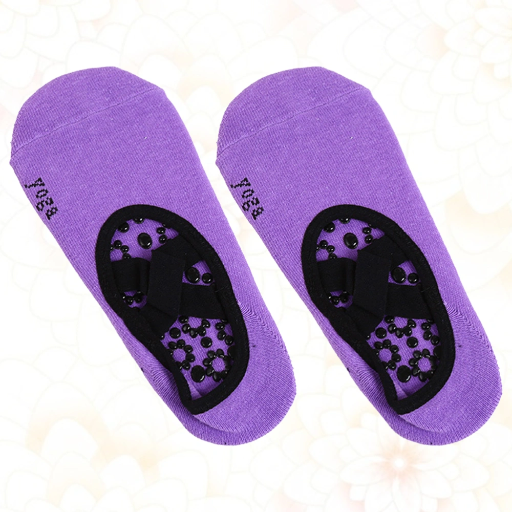 Round Head Non-slip Socks Women Cotton Yoga Socks Indoor Breathable Bandage Dance Socks (Purple)