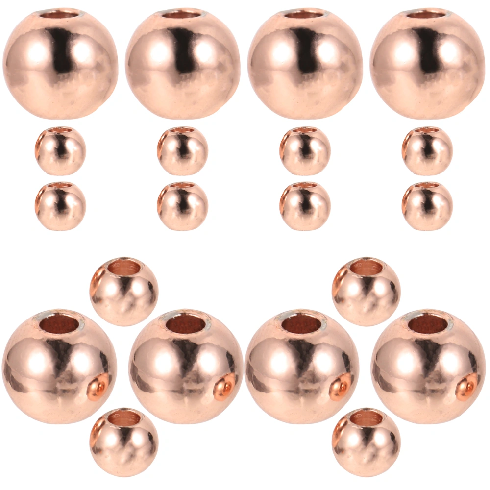 200pcs DIY Copper Beads Smooth Round Bracelets  Spacer Beads Seamless Loose Beads