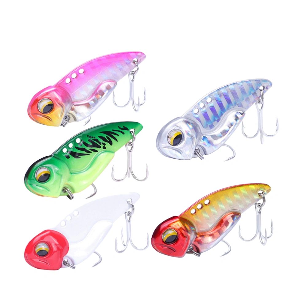 5 Pcs 7g Slim Fish Bait Holography Grain Small Bait VIB Colorful Hard Fake Bait Double Treble Fishing Lures for Outdoor Warp Sea Bass