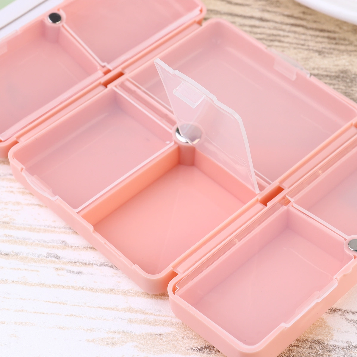 2PCS Portable Weekly 7 Grids Pill Case Foldable Pill Subpackaging Box Household Travel Medicine Case Simple Magnetic Pill Container for Home Travel Use (White+Red)