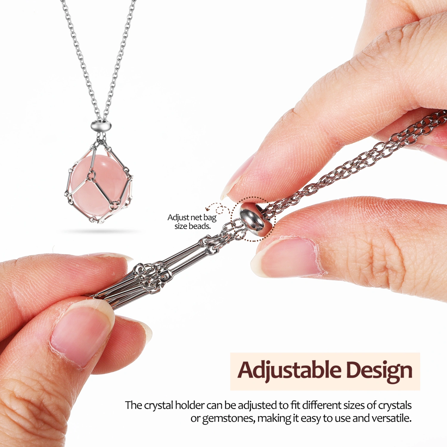 1 Set Stone Holder Necklace Metal Crystal Holder Necklace Crystal Cage Necklaces Jewelry Holder