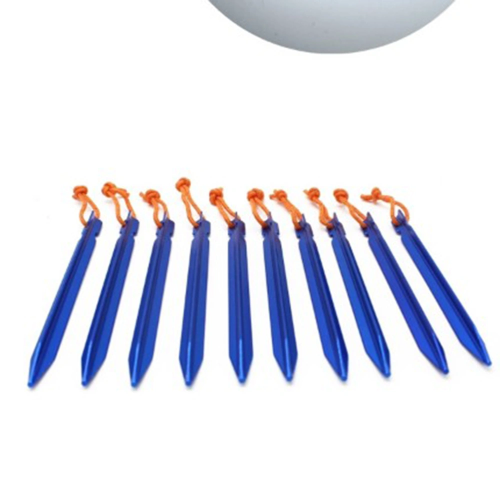 10 PCS Aluminum Tent Stakes Kit with Reflective Rope for Hiking Camping Mountaineering (18cm) Blue