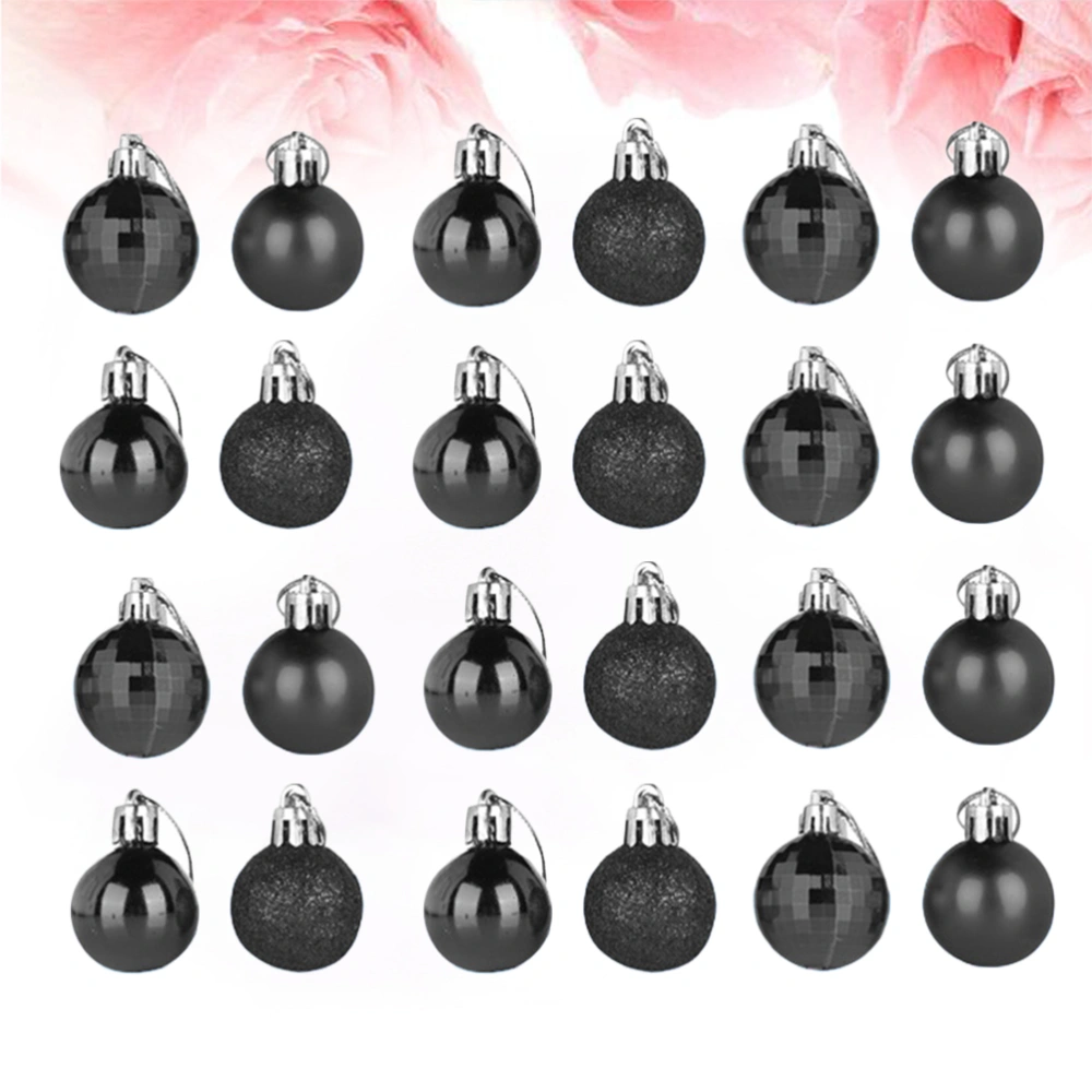 24pcs 4cm Christmas Tree Hanging Balls Plastic Pendants Christmas Ornaments Decor (Black)