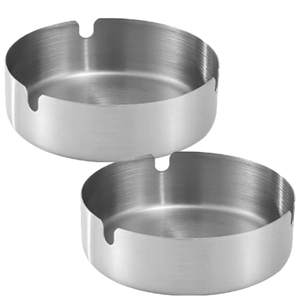 2pcs Stainless Steel Ashtrays Desk Ash Tray Metal Cigarette Ash Holders for Home Office