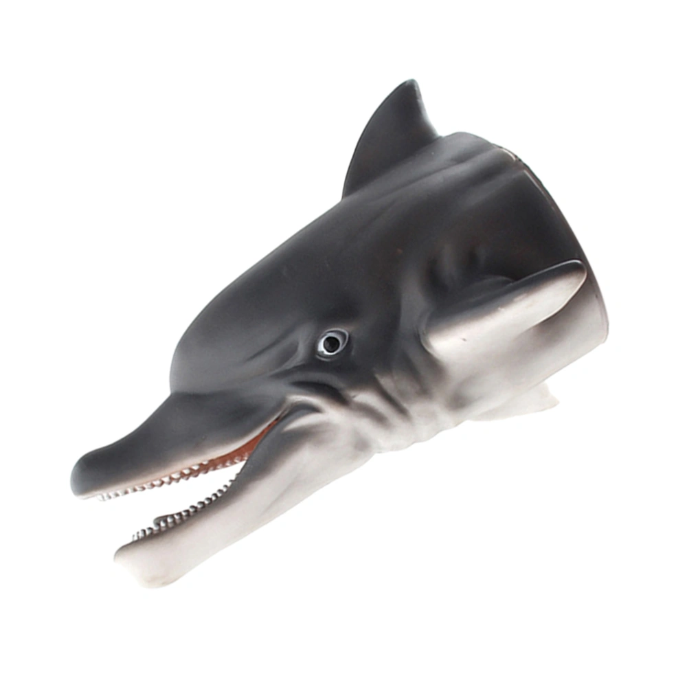 Simulation Dolphin Head Hand Puppet Toy Funny Dolphin Role Play Toy Kids Children Gift Grey