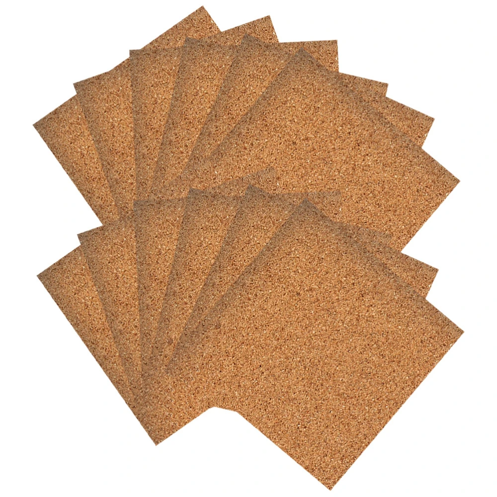 12pcs Household Cork Cushion Square Self-adhesive Coaster Anti-skid Cup Pad Reusable Cork Coaster