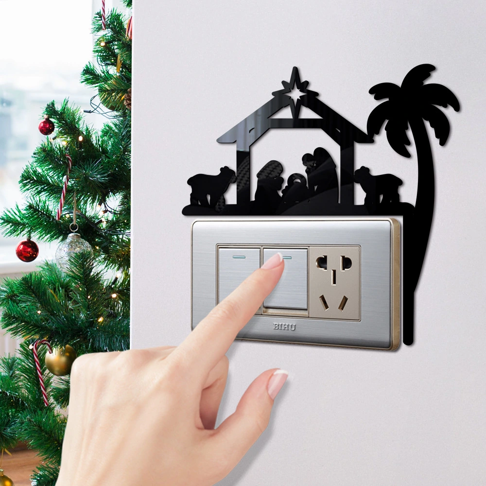 2pcs Christmas Switch Stickers Funny Wall Stickers Acrylic Switch Stickers Light Switch Decors