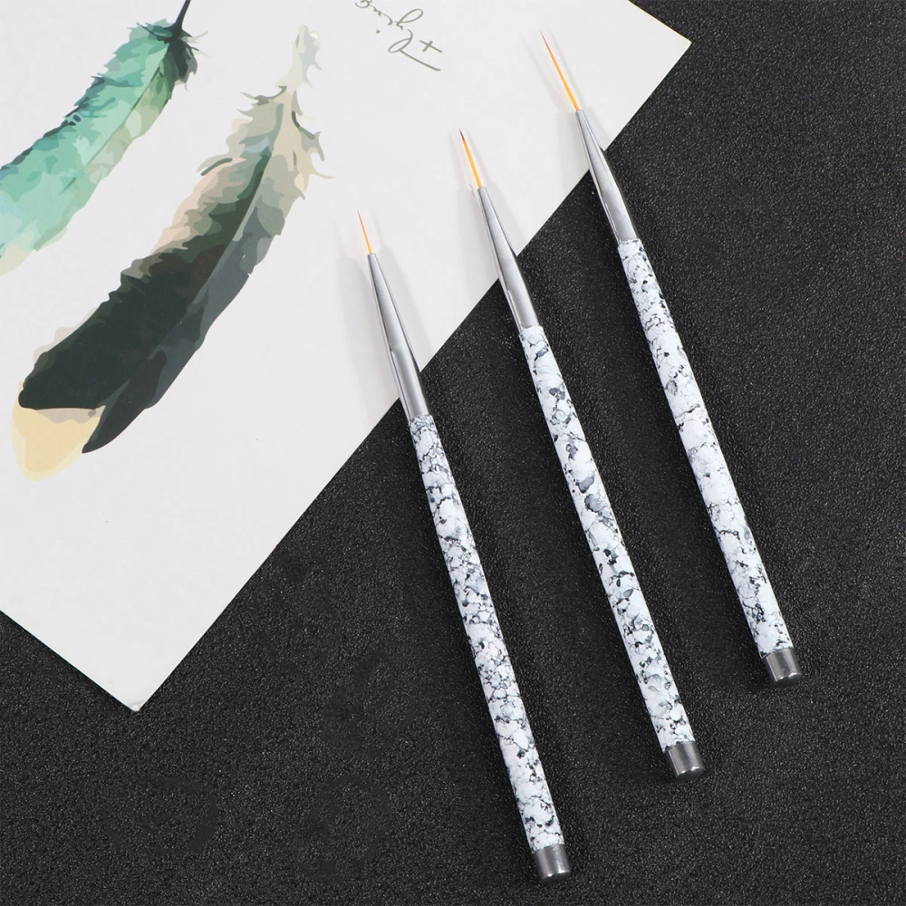 3pcs Nail Drawing Liner Brushes Set Marbling Handle Nail Paint Pens Nail Art Brush Manicure Tools (11/15/20MM)