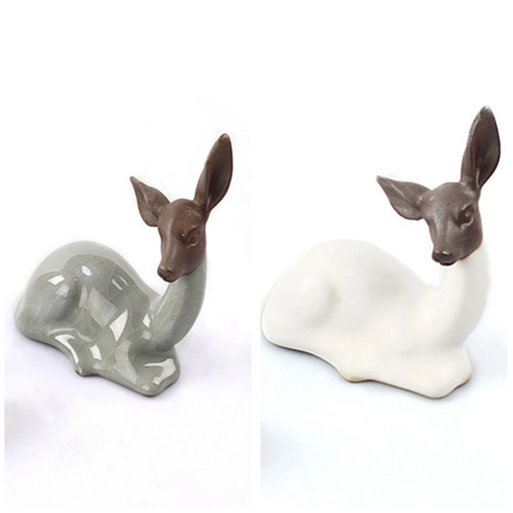 Crafts Deer Display Decoration Pottery Deer Table Home Decor Tea Set Ornament Holiday Gift (Ge Kiln Deer)