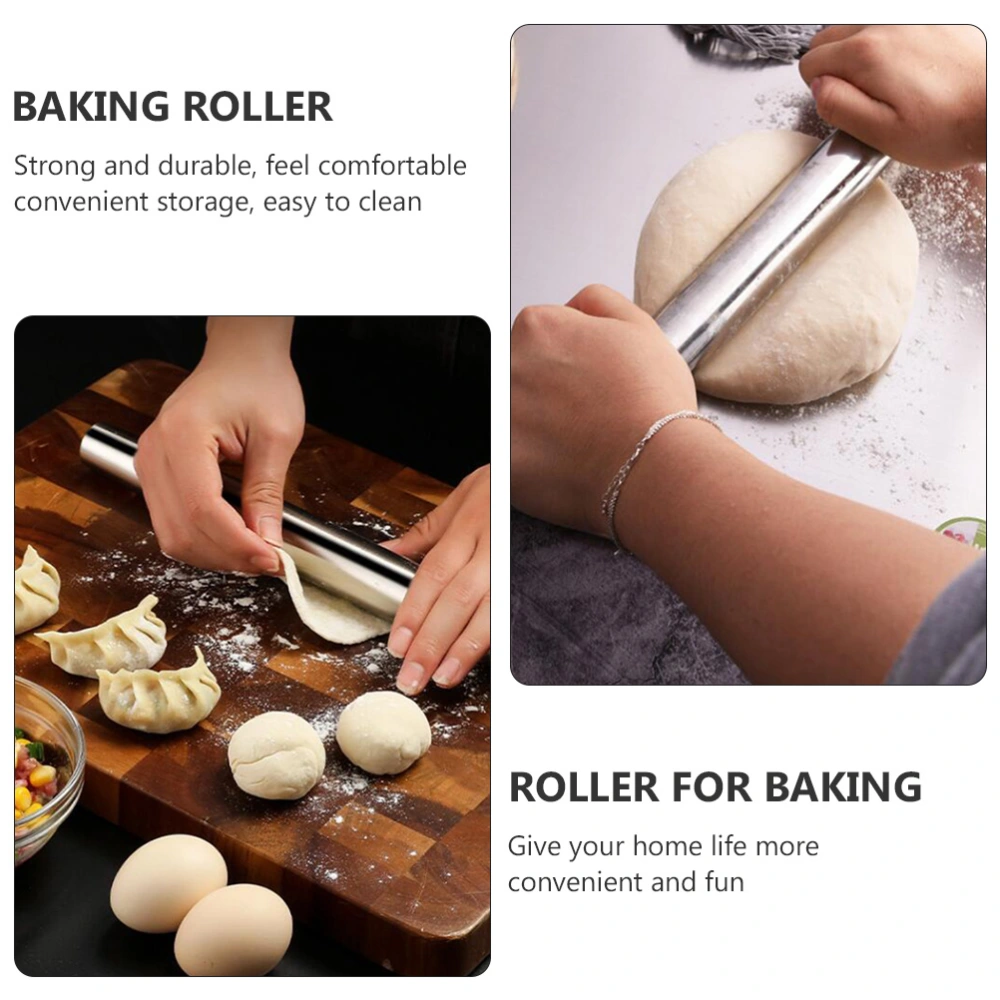 1pc Stainless Steel Rolling Pin Dumpling Wrapper Rolling Stick Baking Roller