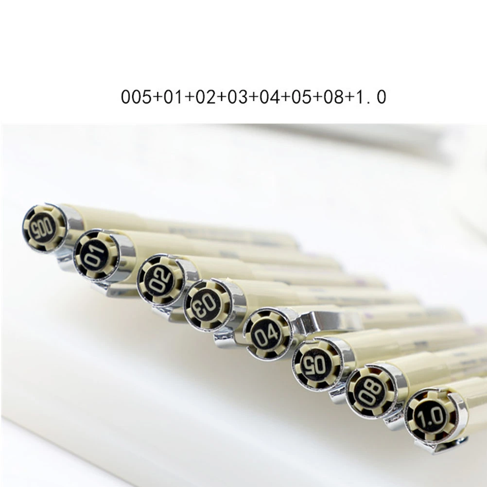 8pcs Black Fine Liner Drawing Ink Pens Stationery Supplies for Adults Kids Drawing Painting