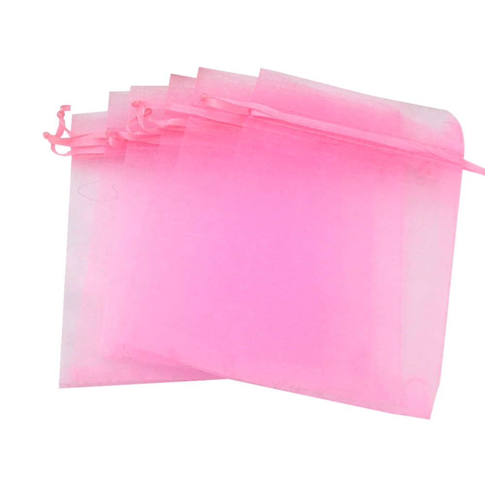 100pcs 7x9cm Organza Drawstring Pouches Jewellery Bags Candy Pouch Small Gift Bags for Wedding Party (Pink)