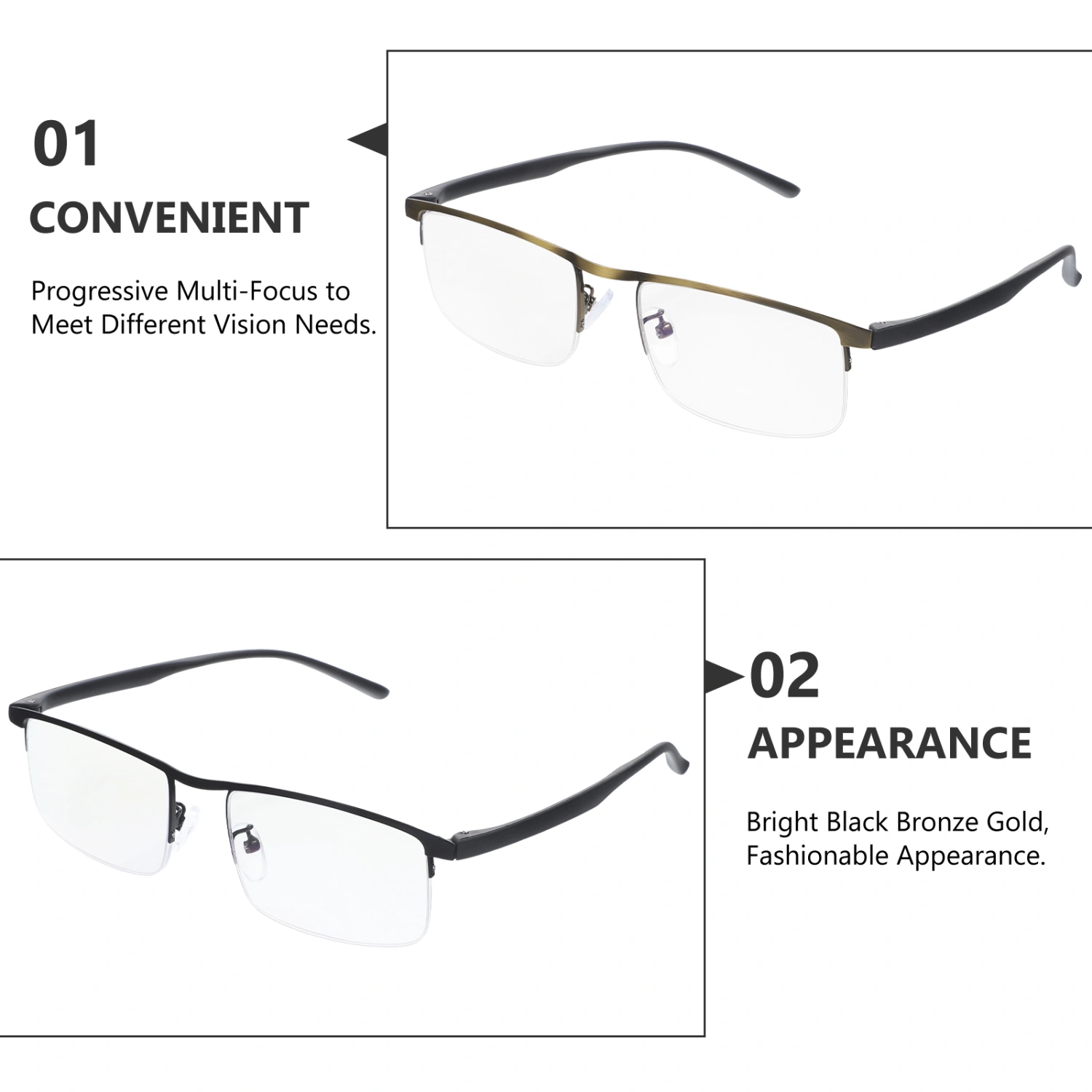 2pcs Convenient Reader Glasses Portable Reading Glasses Household Magnifying Eyeglass