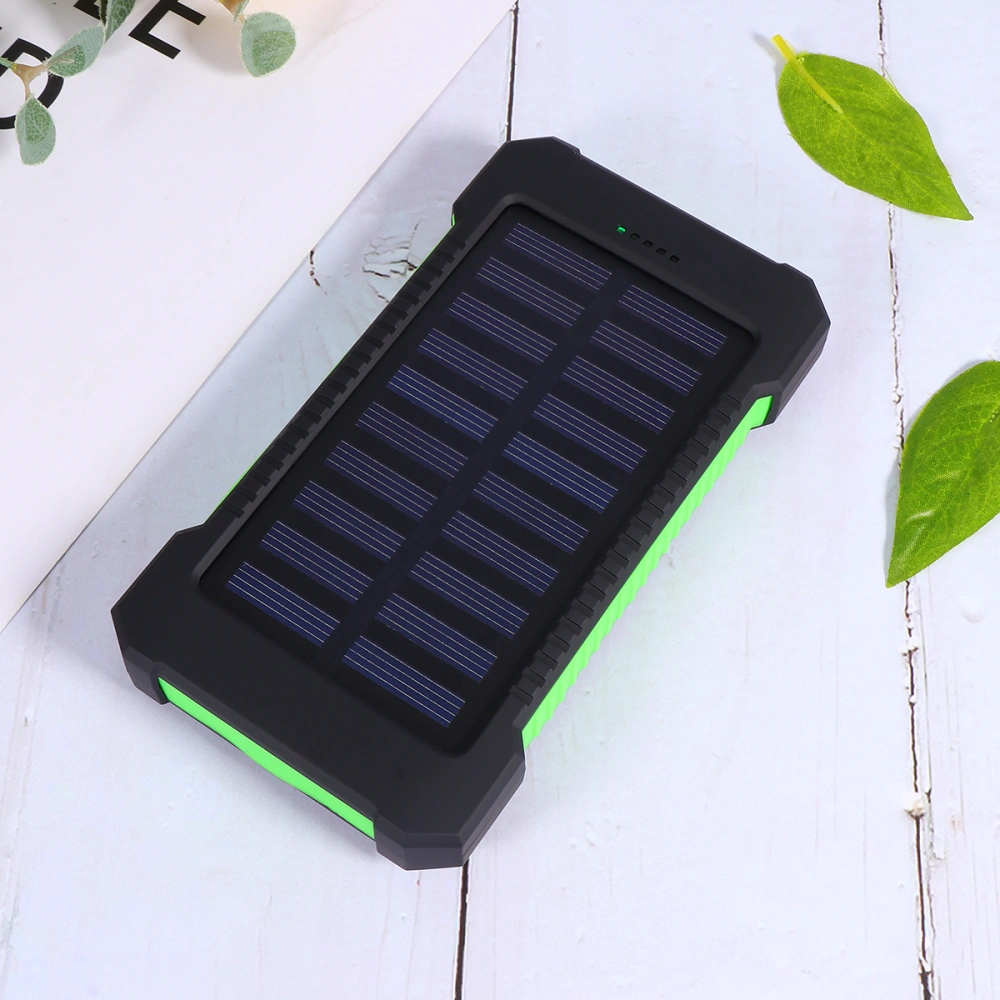 1PC Outdoor Solar Mobile Power Bank 20000mAh Large Capacity Powerbank Multifunction Outdoor Charging Device with Climbing Hook and Data Line and Compass (20000Mah Green)