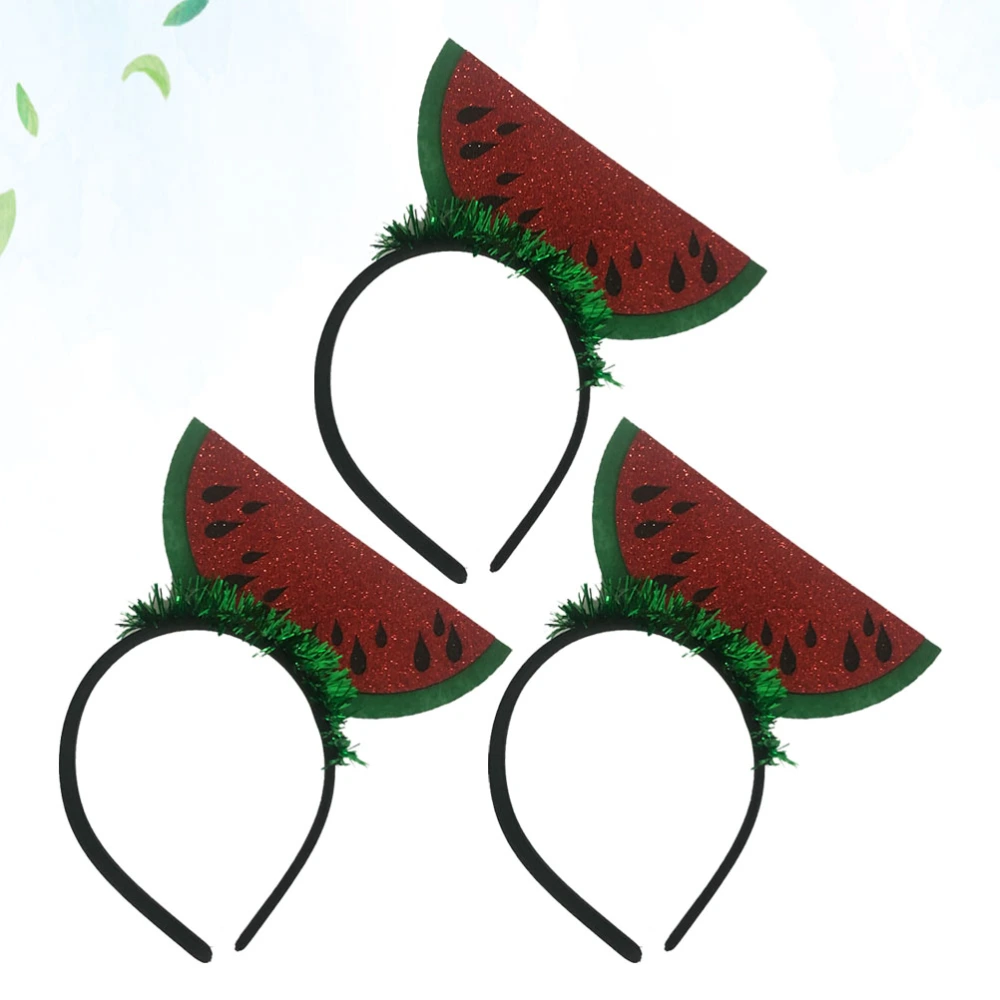 3pcs Watermelon Design Headband Chic Hair Hoops Stylish Headdress Hair Accessories Party Favors Supplies for Decor Use