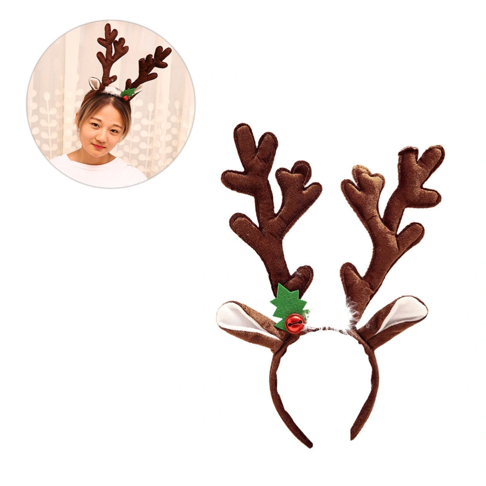 Christmas Big Antler Design Hair Fabric Headdress Party Supplies for Hair Decoration (Brown)