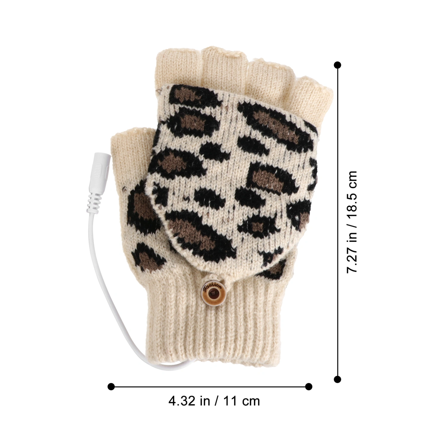 1 Pair USB Heated Gloves Adjustable Temperature Winter Full Half Finger Mitten