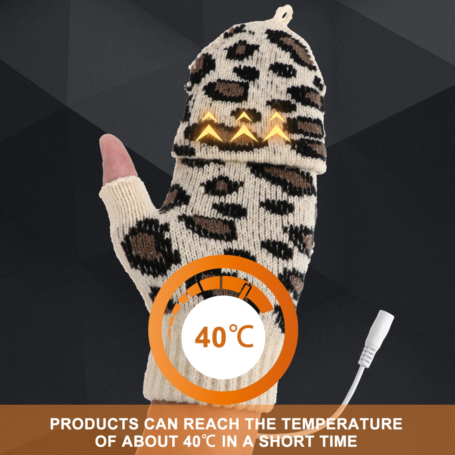 1 Pair USB Heated Gloves Adjustable Temperature Winter Full Half Finger Mitten