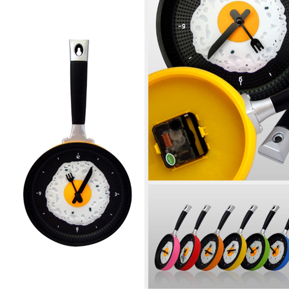 Frying Pan Egg Omelet Modern Design Wall Clock Home Decor (NO Battery Included) - Yellow