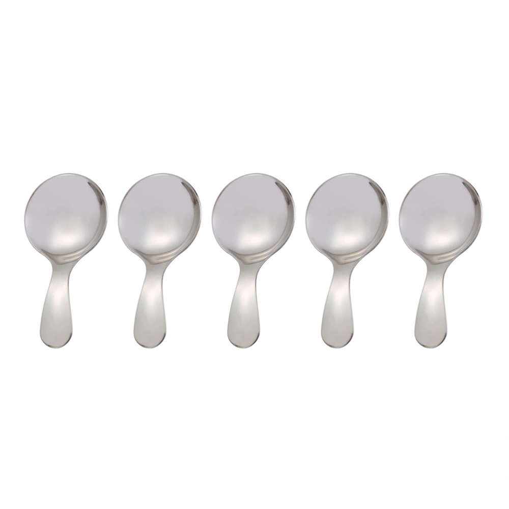 5pcs Round Dessert Spoon Stainless Steel Food Serving Scoop Ice Cream Spoon Creative Flatware Tableware for Kids Children