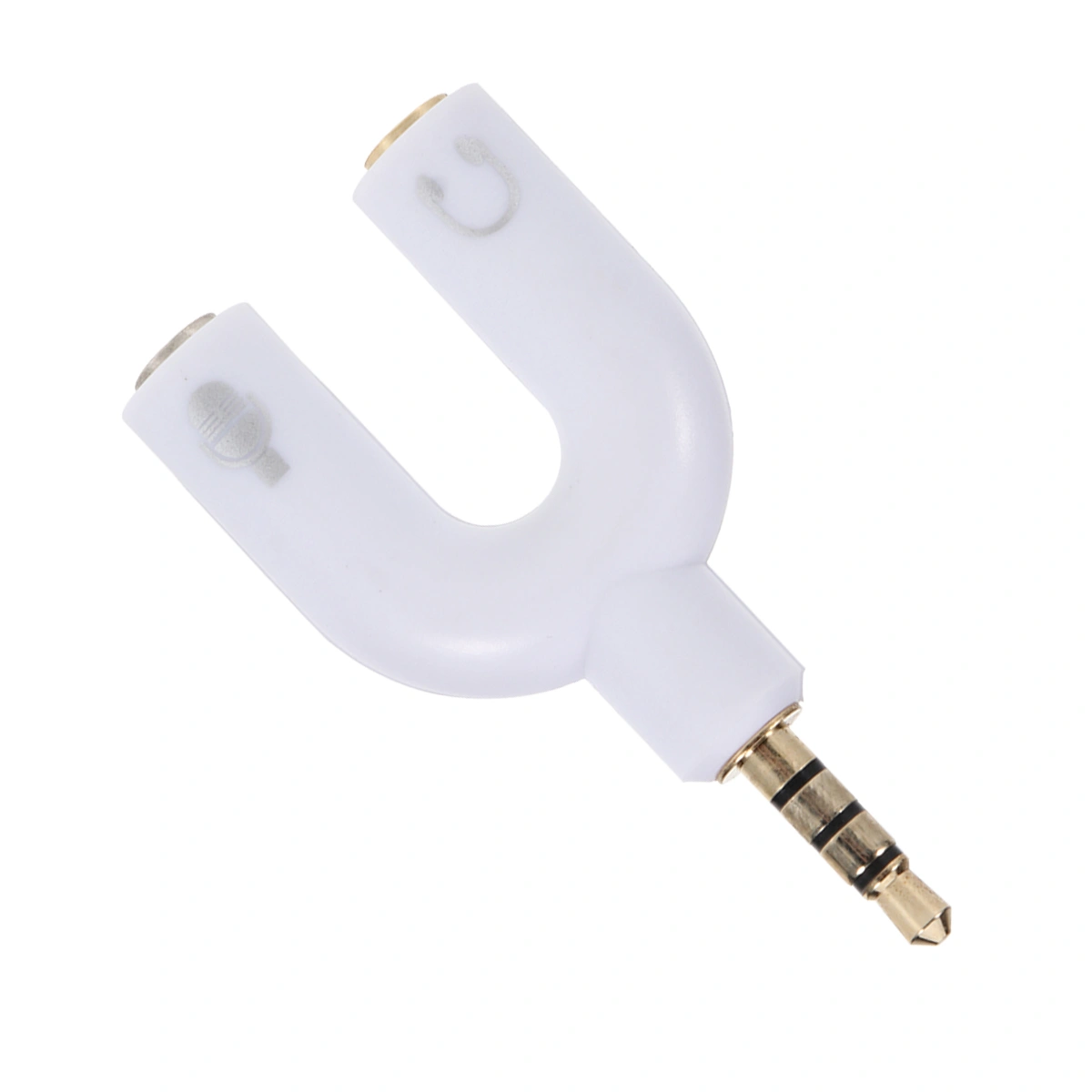 Earphone Splitter U Shape 3.5mm Stereo Audio Jack Earphone Headphone 2 Way U Splitter Adapter Converter (White)