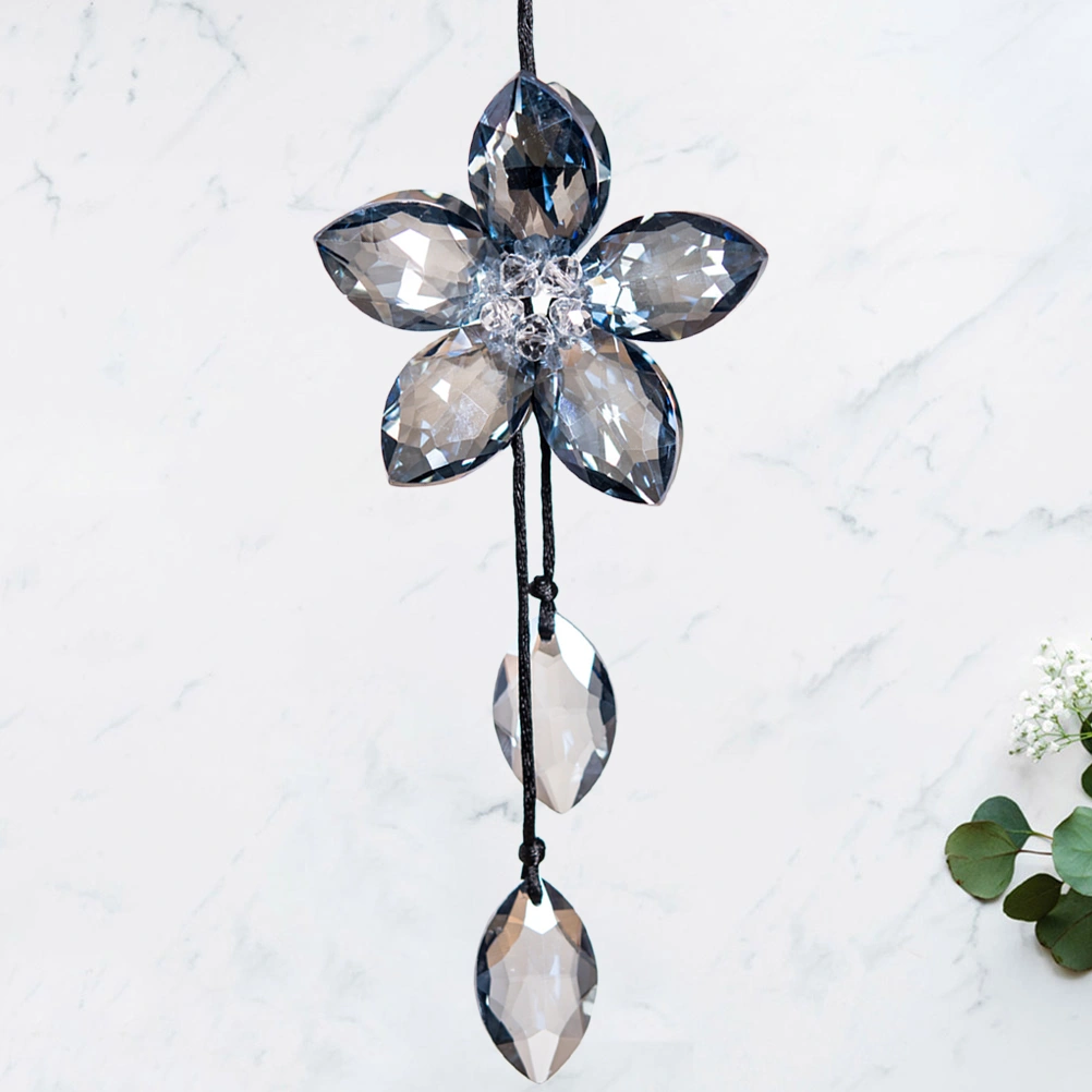 1Pc Rearview Mirror Crystal Pendant Alloy Chain Ornament Car Interior Hanging Rhinestone Heart Style Hanging Supplies (Charm Blue)